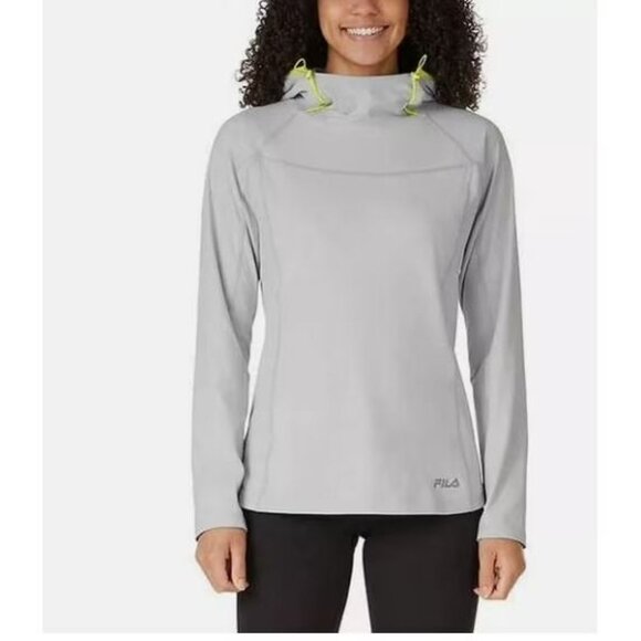 FILA Women's Funnel Neck Moisture Wicking Active Training Hoodie Gray Size Large - Picture 1 of 8